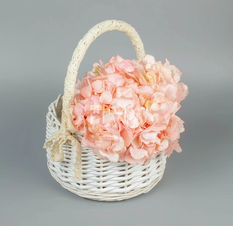 Корзина кругла біла з мереживом 20*20*26