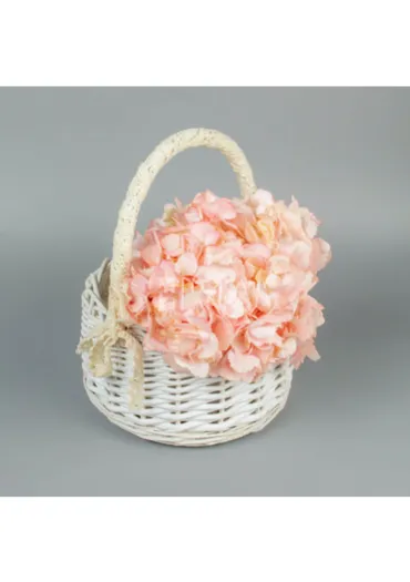 Корзина кругла біла з мереживом 20*20*26 