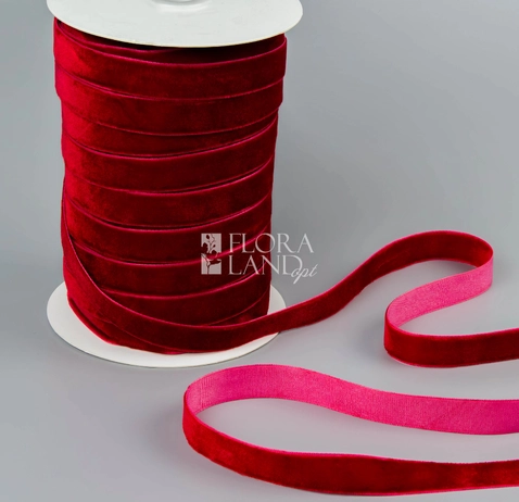 Стрічка оксамитова Бордова 1.5см х 50Ярд
